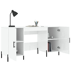 Acheter Maison Chic Bureau,Table de travail,bureau de travail pour chambre Blanc brillant 140x50x75 cm Bois d'ingénierie -GKD60119