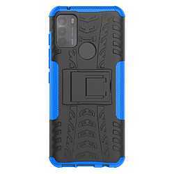 Coque en TPU texture de pneu, hybride robuste 2-en-1, antichoc avec béquille bleu pour votre Motorola Moto G50