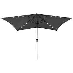 vidaXL Parasol de jardin avec LED et mât en acier anthracite 2x3 m