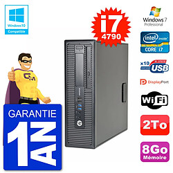 PC HP EliteDesk 800 G1 SFF i7-4790 RAM 8Go Disque 2To Graveur DVD Wifi W7 - Occasion