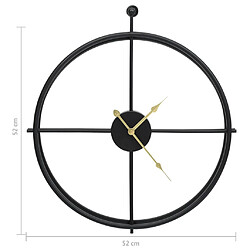 vidaXL Horloge murale Noir 52 cm Fer pas cher