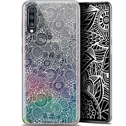 Caseink Coque Pour Samsung Galaxy A70 (6.7 ) [Gel HD Collection Dentelle Florale Design Blanc - Souple - Ultra Fin - Imprimé en France]