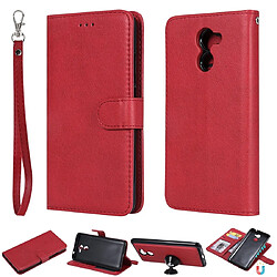 Wewoo Housse Coque Pour Huawei Y7 Prime Étui de protection à rabat horizontal de couleur unie avec support et fentes cartes et portefeuille et cadre photo et lanière rouge