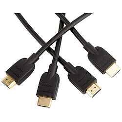 Basics Lot de 3 câbles HDMI 2.0 haut débit Compatible Ethernet / 3D / retour audio [Nouvelles normes] 0,9 m