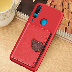 Wewoo Coque Litchi Pattern Card Bag Wallet Bracket + TPU Phone Case with Slot Function For Huawei Nove 4 Red