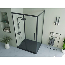 Avis Vente-Unique Paroi de douche avec porte coulissante noir mat style industriel - 120 x 80 x 195 cm - TORONI