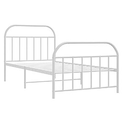 Maison Chic Lit adulte - Lit simple Cadre de lit métal avec tête de lit/pied de lit,Structure du lit Contemporain pour chambre blanc 100x190cm -MN30873 pas cher