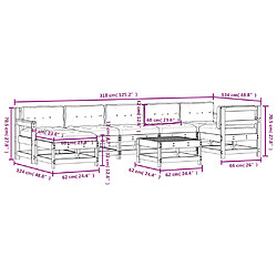 vidaXL Salon de jardin 8 pcs avec coussins gris bois massif pas cher