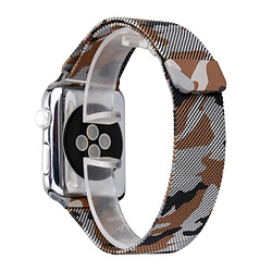 Avis Wewoo Bracelet de montre bracelet en acier imprimé pour Apple Watch séries 3 et 2 & 1 38 mm (café camouflage)