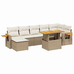 vidaXL Salon de jardin avec coussins 8 pcs beige résine tressée