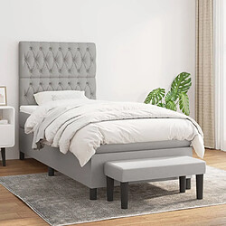 Maison Chic Lit Adulte - Lit simple Lit à sommier tapissier avec matelas moelleux - Meuble de Chambre - Gris clair 90x200 cm Tissu -MN35814