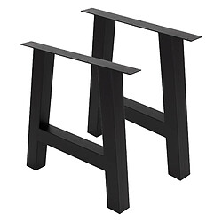 Ecd Germany 2x Pieds de table industriel support banc piètement meuble forme A noir 70x72 cm