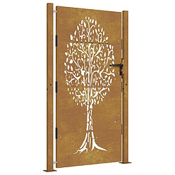 vidaXL Portail de jardin 105x180 cm acier corten conception de l'arbre