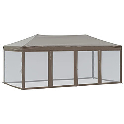 vidaXL Tente de réception pliable avec parois Taupe 3x6 m