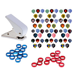 60 Pcs Ailettes De Fléchettes Standard Dart Flights Avec 1pcs Hole Puncher + 24pcs O Anneaux Rondelles Accessoire Jeu de Fléchettes