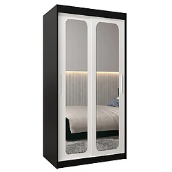 Abiks Meble Armoire PROMO T3 À Portes Coulissantes 200/100/62 2 Portes (Noir/Blanc)