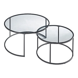 Helloshop26 Set de 2 tables basses rondes gigognes en verre fumé 03_0008364