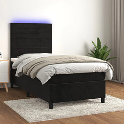 Sommier à lattes LED,Cadre à lattes de lit avec matelas pour Adulte Noir 90x190 cm Velours -MN85325