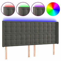 Maison Chic Tête de lit scandinave à LED,meuble de chambre Gris foncé 203x16x118/128 cm Velours -MN40224