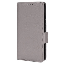 Etui en PU texture litchi, fermoir magnétique avec support, gris pour votre Ulefone Note 10