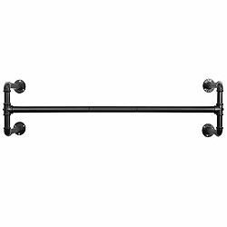 SONGMICS Portemanteaux Muraux, Lot de 2, Barres de Suspension pour Vêtements en Tuyaux Industriels, Gain de Place, 110 x 30 x 29,3 cm Noir HSR64BK