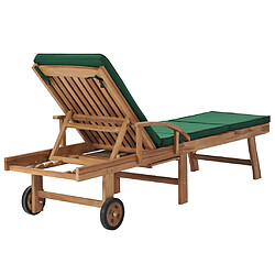 Helloshop26 Lot de 2 transats chaise longue bain de soleil lit de jardin terrasse meuble d'extérieur avec coussins bois de teck solide vert 02_0012156 pas cher