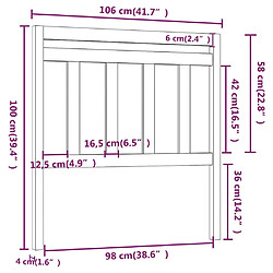 Acheter vidaXL Tête de lit 106x4x100 cm Bois massif de pin