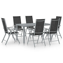 Salle à dîner de jardin 7 pcs,Table et chaise à manger Aluminium Argenté et noir -MN78410