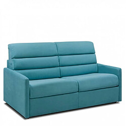 Inside 75 Canapé convertible CanapExpress CHAMPAGNY 140 cm matelas memory 22 cm dossiers hauts velours bleu turquoise