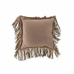 Paris Prix Coussin à Franges Cuir 45cm Beige