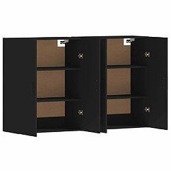 Maison Chic Lot de 2 Armoires murales,Meuble de Rangement,Armoire Suspendue noir bois d'ingénierie -MN68815 pas cher