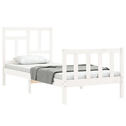 Acheter Maison Chic Lit adulte - Cadre Structure de lit avec tête de lit Contemporain blanc 90x200 cm bois massif -MN61040