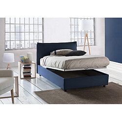 Autrement Talamo Italia Veronica lit double avec conteneur, Made in Italy, en tissu amovible, 120x190 cm, avec ouverture frontale, Bleu, avec matelas inclus.