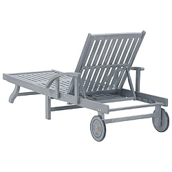 Avis vidaXL Chaise longue de jardin Gris Bois d'acacia solide