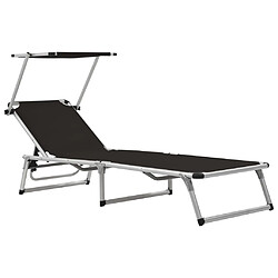 vidaXL Chaise longue pliable avec toit Aluminium et textilène Noir