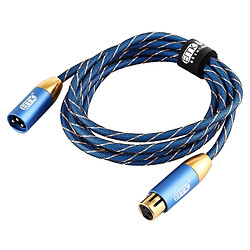 Acheter Wewoo EMK Câble XLR mâle à femelle plaqué orcâble audio Cannon tressé en nylon pour appareils XLRlongueur 2 m bleu