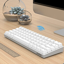 Ajazz I610T Bluetooth Filaire Double Mode Clavier Mécanique Bleu Interrupteur Blanc pas cher