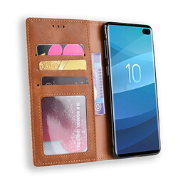 Acheter Wewoo étuis en cuir Coque Housse Étui à boucle magnétique avec texture rétro et pour Galaxy S10 +, porte-cartes (portefeuille)