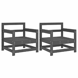 Maison Chic Lot de 2 Chaises de jardin,Fauteuil d'extérieur gris bois massif de pin -MN81705