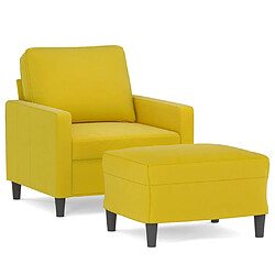 vidaXL Fauteuil avec repose-pied jaune 60 cm velours