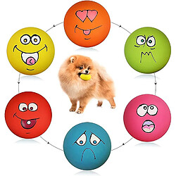 Smile Face Dog Squeaky Toys Soft Latex Squeak Balls pour chiot petit moyen chien de compagnie 6 pièces/ensemble