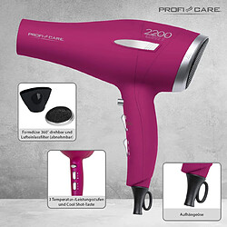 Sèche-cheveux professionnel 3 niveaux de température 2 vitesses, 2200, Violet, Proficare, HT 3045