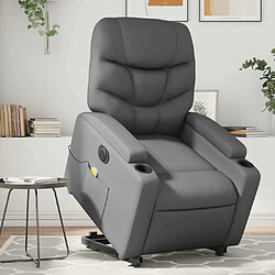 Maison Chic Fauteuil Relax pour salon, Fauteuil inclinable de massage électrique gris similicuir -GKD93259