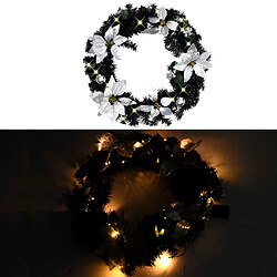 vidaXL Couronne de Noël avec lumières LED Noir 60 cm PVC