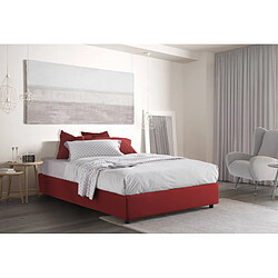 Autrement Talamo Italia Silvia Lit français avec conteneur, Made in Italy, en tissu amovible, 140x190 cm, avec ouverture frontale, Rouge.