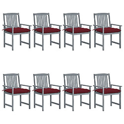 Maison Chic Lot de 8 Chaises de jardin avec coussins | chaises d'extérieur | Fauteuil Relax Bois d'acacia solide Gris -GKD35530