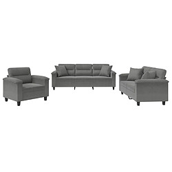 Maison Chic Ensemble de canapés 3 pcs coussins, Canapé droit Sofa pour Salon Gris foncé Tissu microfibre -GKD354053