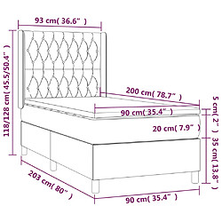 vidaXL Sommier à lattes de lit avec matelas Crème 90x200 cm Tissu pas cher