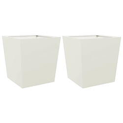 vidaXL Jardinières 2 pcs blanc 50x50x50 cm acier