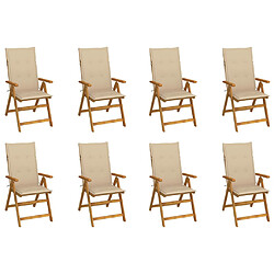 vidaXL Chaises pliables de jardin avec coussins lot de 8 Bois d'acacia